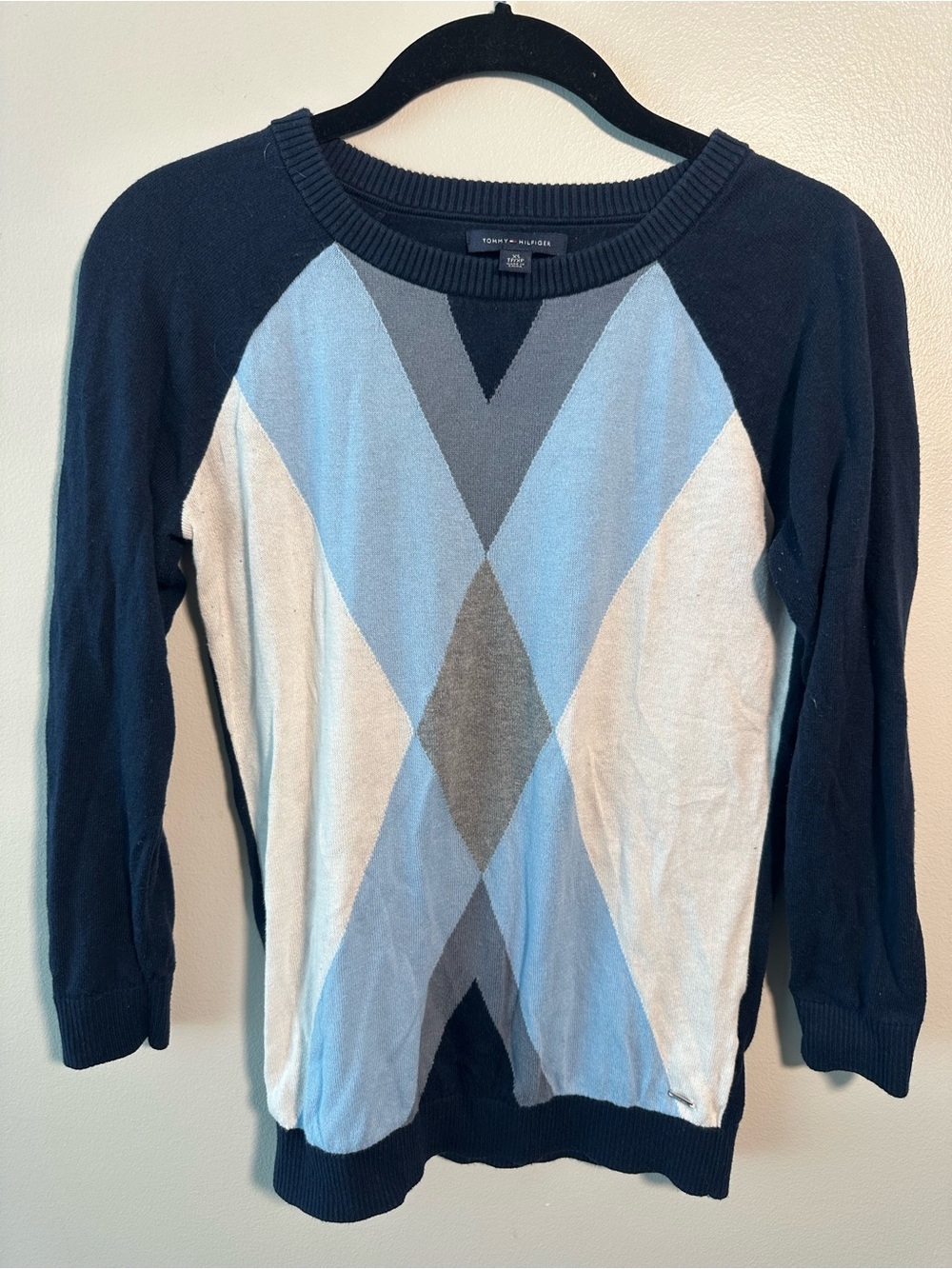 Tommy Hilfiger Preppy Argyle Knit Crewneck Sweater XS